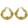 Oro Laminado Medium Hoop, Gold Filled Style Hollow and Twist Design, Polished, Golden Finish, 02.170.0530.30