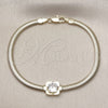 Oro Laminado Fancy Bracelet, Gold Filled Style Rat Tail Design, with White Cubic Zirconia, Polished, Golden Finish, 03.213.0367.08 (04 MM Thickness, 8 Inches Length)