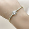 Oro Laminado Fancy Bracelet, Gold Filled Style Rat Tail and Cluster Design, with White Cubic Zirconia and White Micro Pave, Polished, Golden Finish, 03.213.0368.07 (04 MM Thickness, 7 Inches Length)