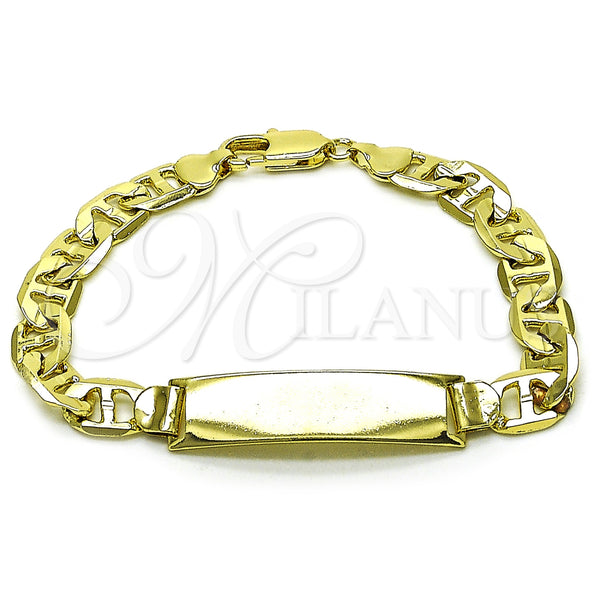 Gold Filled Bracelet — ID Bracelet Mariner Design Diamond Cutting 03. Thickness — main product view — SKU 161476 | Oro Laminado brazalete — ID Bracelet Mariner diseño Diamond Cutting 03. Thickness — SKU 161476
