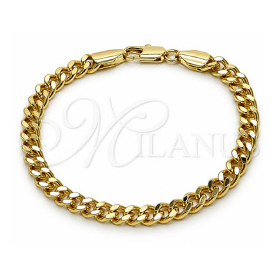 Oro Laminado Basic Bracelet, Gold Filled Style Miami Cuban Design, Polished, Golden Finish, 03.213.0100.07 (06 MM Thickness, 7 Inches Length)