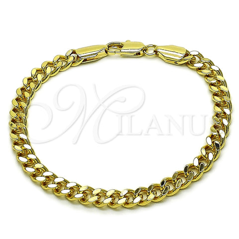 Oro Laminado Basic Bracelet, Gold Filled Style Miami Cuban Design, Polished, Golden Finish, 03.213.0100.07 (06 MM Thickness, 7 Inches Length)