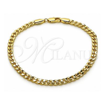 Oro Laminado Basic Bracelet, Gold Filled Style Concave Cuban Design, Polished, Golden Finish, 04.213.0356.09 (Thickness, 9 Inches Length)