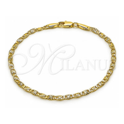 Oro Laminado Basic Bracelet, Gold Filled Style Mariner Design, Diamond Cutting Finish, Golden Finish, 04.213.0243.07 (03 MM Thickness, 8 Inches Length)