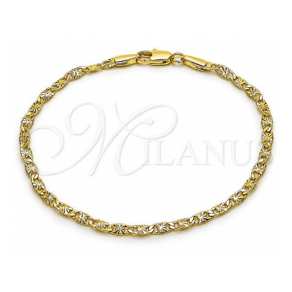 Oro Laminado Basic Bracelet, Gold Filled Style Mariner Design, Diamond Cutting Finish, Golden Finish, 04.213.0243.07 (03 MM Thickness, 8 Inches Length)