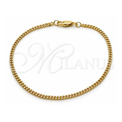 Oro Laminado Basic Bracelet, Gold Filled Style Miami Cuban Design, Polished, Golden Finish, 04.213.0157.07 (Thickness, 7 Inches Length)