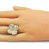 Oro Laminado Elegant Ring, Gold Filled Style Flower Design, Polished, Golden Finish, 01.282.0004 (One size fits all)