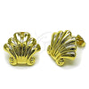 Oro Laminado Stud Earring, Gold Filled Style Shell Design, Polished, Golden Finish, 02.282.0045