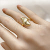 Oro Laminado Elegant Ring, Gold Filled Style Snail Design, Diamond Cutting Finish, Golden Finish, 01.282.0005 (One size fits all)