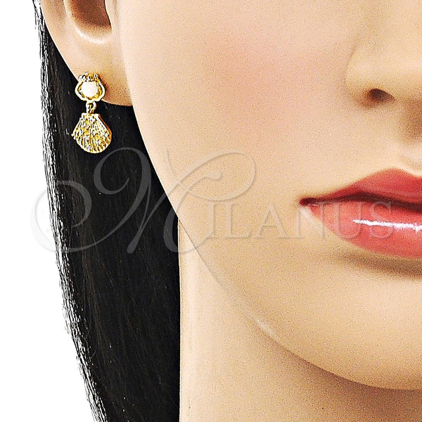 Gold Filled Ring — Dangle Earring Shell Design with White Platina Opal — alternate product view — SKU 161492 | Oro Laminado anillo — Dangle Earring Shell diseño with blanco Platina Opal — SKU 161492
