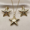 Oro Laminado Earring and Pendant Adult Set, Gold Filled Style Star and Snail Design, Polished, Golden Finish, 10.282.0011