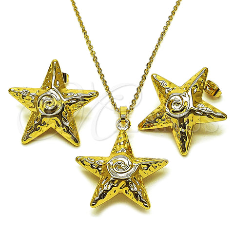 Oro Laminado Earring and Pendant Adult Set, Gold Filled Style Star and Snail Design, Polished, Golden Finish, 10.282.0011