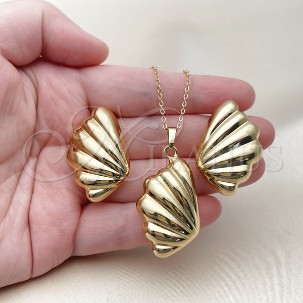 Gold Filled Ring — Earring and Pendant Adult Set Shell and Hollow — alternate product view — SKU 161496 | Oro Laminado anillo — Earring and Pendant Adult Set Shell and Hollow — SKU 161496