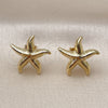 Oro Laminado Stud Earring, Gold Filled Style Star and Hollow Design, Diamond Cutting Finish, Golden Finish, 02.282.0048