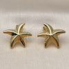 Oro Laminado Stud Earring, Gold Filled Style Star and Hollow Design, Polished, Golden Finish, 02.282.0049