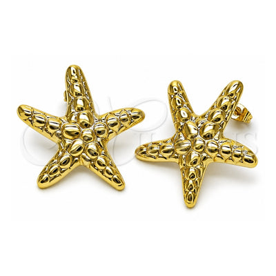 Oro Laminado Stud Earring, Gold Filled Style Star Design, Polished, Golden Finish, 02.282.0050