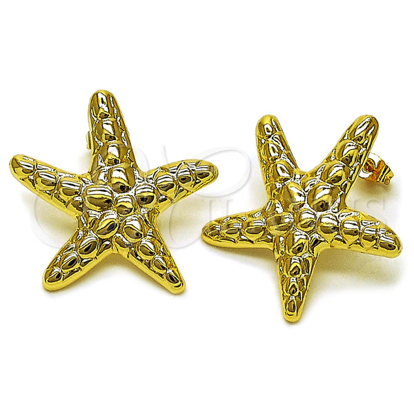 Oro Laminado Stud Earring, Gold Filled Style Star Design, Polished, Golden Finish, 02.282.0050
