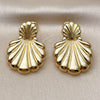 Oro Laminado Stud Earring, Gold Filled Style Shell Design, Polished, Golden Finish, 02.282.0052