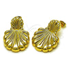 Oro Laminado Stud Earring, Gold Filled Style Shell Design, Polished, Golden Finish, 02.282.0052