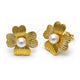 Oro Laminado Stud Earring, Gold Filled Style Flower Design, with Ivory Pearl, Diamond Cutting Finish, Golden Finish, 02.282.0054