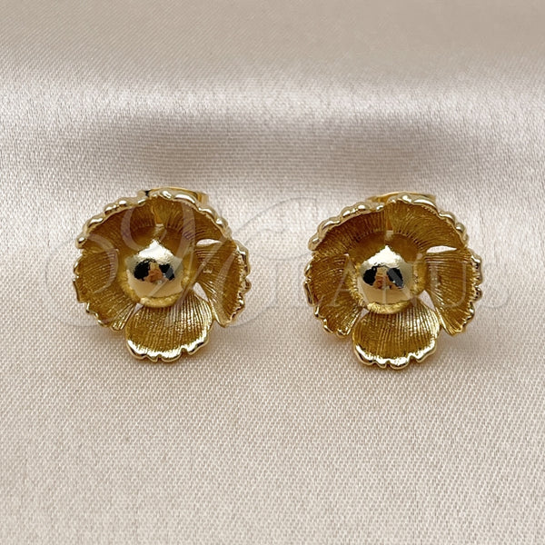 Gold Filled Ring — Stud Earring Flower Design Diamond Cutting 02. — alternate product view — SKU 161506 | Oro Laminado anillo — Stud Earring flor diseño Diamond Cutting 02. — SKU 161506