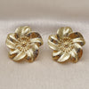 Oro Laminado Stud Earring, Gold Filled Style Flower Design, Matte Finish, Golden Finish, 02.282.0057