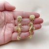 Oro Laminado Dangle Earring, Gold Filled Style Horse and Shell Design, Polished, Golden Finish, 02.282.0059