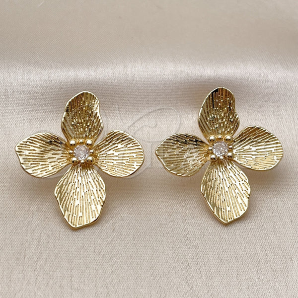 Gold Filled Ring — Stud Earring Flower Design with White Cubic Zirconia — alternate product view — SKU 161512 | Oro Laminado anillo — Stud Earring flor diseño with blanco Cubic Zirconia — SKU 161512