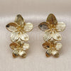 Oro Laminado Stud Earring, Gold Filled Style Flower Design, Diamond Cutting Finish, Golden Finish, 02.282.0062