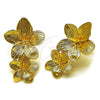Oro Laminado Stud Earring, Gold Filled Style Flower Design, Diamond Cutting Finish, Golden Finish, 02.282.0062