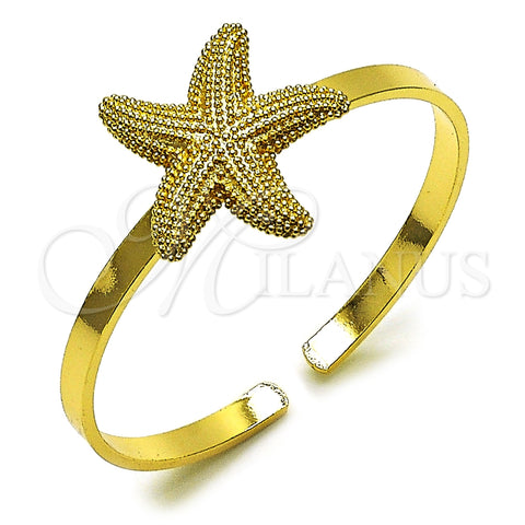 Oro Laminado Individual Bangle, Gold Filled Style Star Design, Matte Finish, Golden Finish, 07.282.0047
