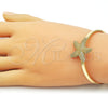 Oro Laminado Individual Bangle, Gold Filled Style Star Design, Matte Finish, Golden Finish, 07.282.0047 (04 MM Thickness, One size fits all)