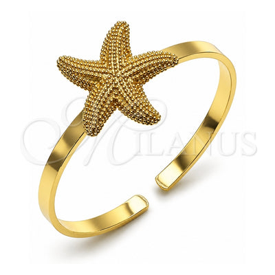Oro Laminado Individual Bangle, Gold Filled Style Star Design, Matte Finish, Golden Finish, 07.282.0047 (04 MM Thickness, One size fits all)