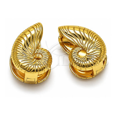 Oro Laminado Huggie Hoop, Gold Filled Style Snail Design, Diamond Cutting Finish, Golden Finish, 02.282.0064.15