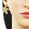Oro Laminado Stud Earring, Gold Filled Style Star Design, Polished, Golden Finish, 02.282.0065