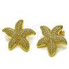 Oro Laminado Stud Earring, Gold Filled Style Star Design, Polished, Golden Finish, 02.282.0065