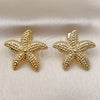 Oro Laminado Stud Earring, Gold Filled Style Star Design, Polished, Golden Finish, 02.282.0065