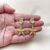 Oro Laminado Dangle Earring, Gold Filled Style Star Design, Matte Finish, Golden Finish, 02.282.0066