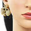 Oro Laminado Stud Earring, Gold Filled Style Star and Shell Design, Polished, Golden Finish, 02.282.0067