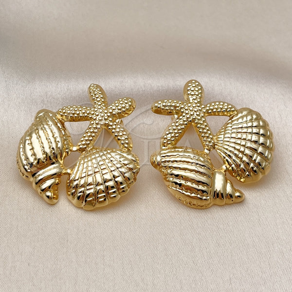 Gold Filled Ring — Stud Earring Star and Shell Design Polished 02. — alternate product view — SKU 161519 | Oro Laminado anillo — Stud Earring estrella and Shell diseño pulido 02. — SKU 161519