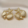Oro Laminado Stud Earring, Gold Filled Style Star and Shell Design, Polished, Golden Finish, 02.282.0067