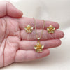 Oro Laminado Earring and Pendant Adult Set, Gold Filled Style Flower Design, Matte Finish, Golden Finish, 10.342.0257