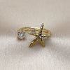 Oro Laminado Multi Stone Ring, Gold Filled Style Star Design, with White Cubic Zirconia, Polished, Golden Finish, 01.341.0174