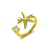 Oro Laminado Multi Stone Ring, Gold Filled Style Star Design, with White Cubic Zirconia, Polished, Golden Finish, 01.341.0174