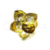 Oro Laminado Elegant Ring, Gold Filled Style Flower Design, Diamond Cutting Finish, Golden Finish, 01.213.0068 (One size fits all)