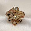 Oro Laminado Elegant Ring, Gold Filled Style Flower Design, Diamond Cutting Finish, Golden Finish, 01.213.0070