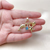 Oro Laminado Fancy Pendant, Gold Filled Style Dolphin and Shell Design, with Blue Topaz Cubic Zirconia, Polished, Golden Finish, 05.213.0178