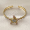 Oro Laminado Individual Bangle, Gold Filled Style Star Design, Matte Finish, Tricolor, 07.282.0047.1