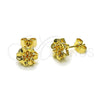 Oro Laminado Stud Earring, Gold Filled Style Flower Design, Polished, Golden Finish, 02.170.0532