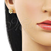 Oro Laminado Stud Earring, Gold Filled Style Flower Design, Polished, Golden Finish, 02.170.0532
